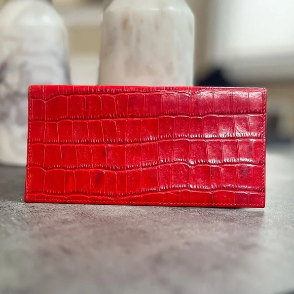 Vintage Karen Kallan embossed leather red check book cover - Picture 8 of 9